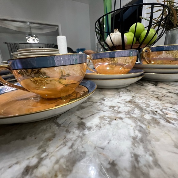 Super rare vintage Noritake China iridescent hand painted china 13 pieces - Picture 10 of 17